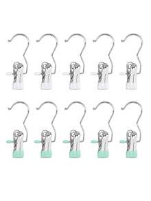 OBOVAY 10/20/30/40/50pcs Stainless Steel Clothes Clips, Stainless Steel Pants Hanger Clips With Hooks, Rust-Proof Space-Saving Hanger Clips, Suitable For Jeans, Pants, Skirts, Boots, Closet Organization, Dorm Laundry And Travel Drying Storage - Multicolor - View 20
