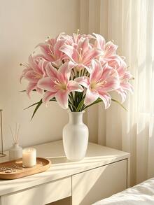 15pcs Artificial Mixed Color Silk Lily Flowers, Faux Lilies, Suitable For Wedding Decor, Home Decor, Room Decor, Tabletop Decor, Vase, Living Room, Dining Table, Bedroom, TV Cabinet, Enhance Home Atmosphere, Party Decor, Photography Props, Maintenance-Free - Multicolor - View 3