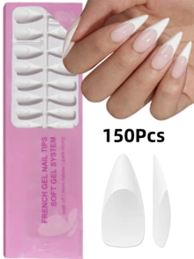 150pcs Ujung Kuku Gel Panjang dan Lancip, Ujung Kuku French Putih untuk Ditempelkan pada Kuku, Ujung Kuku Gel French Persegi 3-in-1 untuk Seni Kuku DIY, 15 Ukuran Cocok untuk Wanita dan Salon Kuku - Putih - View 6