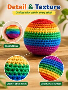 Handmade Crochet Bean Bag Set, Rainbow Yarn Bean Bags, Outdoor Lawn And Garden Game Toys, Portable Bean Bag Balls, Suitable For Solo Practice, Group Games, Backyard Picnics, Parties And Travel Fun - Multicolor - View 11
