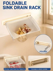 1 Set Hanging Foldable Sink Strainer Set With 50pcs Filter Mesh, Multi-Functional Kitchen Accessory, Convenient Food Waste Drain Basket, Anti-Clog Food Residue Storage Rack, Space-Saving Dry-Wet Separation Kitchen Storage, Great For Home Cooking, Ideal Gift For Christmas, Valentine's Day, Graduation, Parents' Day, Back To School - View 2