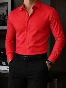 Rand paul Men's Microfiber Cotton Shirt - Comfortable And Stylish Slim Fit - 紅色 - 查看 1