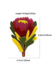 1pc Women's Romantic Handmade Colorful Floral Acrylic Brooch, Spring/Summer New Flower Accessory, Vacation Party Outfit Brooch Pin Gift - Multicolor - View 2