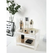 1pc Modern Double-Deck Desk Storage Rack – Open Frame Office Organizer For Stationery, Notebooks & Daily Sundries - Multiple Colors and Random Styles - View 3
