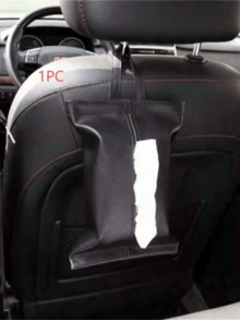 1個汽車面紙盒收納架，創意壁掛式面紙架，汽車掛袋，柔軟PU皮革面紙盒，長方形掛式/汽車防刮面紙盒，汽車內飾收納整理器，節日禮物，多功能面紙盒，收納袋，多功能汽車面紙盒收納架，時尚人造皮革，易於懸掛，適用於室內與居家裝飾 - 多色 - 查看 4