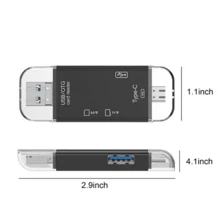 قارئ بطاقات USB C، محول قارئ بطاقات TF SD 2 في 1 من نوع C، قارئ بطاقات ذاكرة خارجي محمول، متوافق مع هواتف أندرويد وأجهزة الكمبيوتر المحمولة والكاميرات - مشاهدة 3