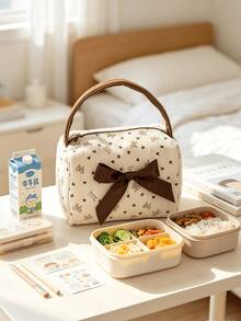 Borsa pranzo con design a fiocco per donne & ragazze - Design con apertura ampia e cerniera, facile accesso, portatile & pratica; Adatta per lavoro, ufficio, scuola, picnic & viaggi; Borsa riutilizzabile per pasti per studenti & professionisti - Multicolore - Visualizzare 3