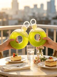 OBOVAY Botella de agua con forma de donut, taza de viaje linda a prueba de fugas de 500ml, taza de té con leche con pulsera, con anillo de asa, botella de agua deportiva a prueba de caídas, adecuada para escuela, gimnasio, deportes y actividades al aire libre, se puede dar como regalo - Multicolor - Ver 4