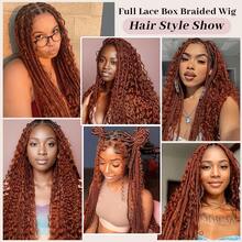 Glueless Box Braided Wigs Suitable For With Hair & Double Full Lace Front - Hair Blended Wig, No Glue Application For Braids - Red - View 4