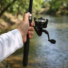 Portable 2 Pieces Telescopic Fishing Pole Combo Set, Spinning Reels, Mixed Bait Accessories & Fish Gripper Included, Compact Outdoor Angling Kit For Lakes, Rivers And Shore Fishing - Black - View 6