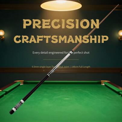 Handmade Maple Billiard Cue 1/2 Split Shaft Seamless Joint 9.5mm Tip 148cm Comfortable Grip For American 9-Ball/Billiard Competition And Training