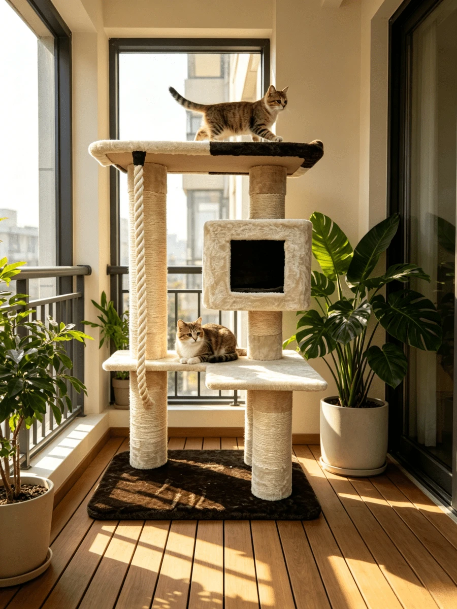 1pc Multi-Layer Large Cat Tree, Wear-Resistant Sisal Scratching Posts, Square Cat Dens, Sisal Climbing Ropes, An All-In-One Cat Tree For Cats To Play And Rest, Indoor Pet Cat Toy. - Multicolor - View 1