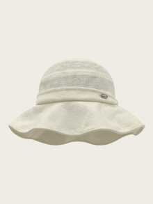 1pc Women's Linen Blend Wide Brim Bucket Hat, Textured Jacquard Wavy Brim Sun Hat, Lightweight Breathable Summer Hat, Suitable For Beach And Travel - A - View 13