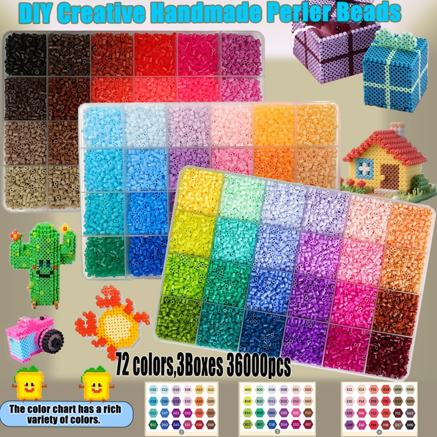 DHboying Hạt nhựa ủi 2.6mm mini, hạt nhựa ủi làm nghệ thuật pixel thủ công, giải đố DIY, giải đố 3D, bộ hộp