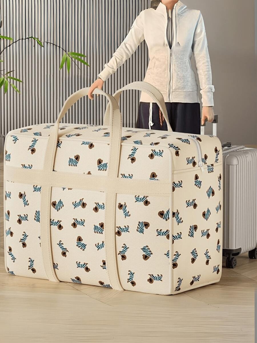 Extra Large Durable Foldable Storage Bag With Handle - Made Of High-Strength Polyester Fabric, Dust-Proof And Moisture-Proof, Cute Cartoon Pattern, Suitable For Travel, Moving, Packing, Clothing And Bedding Storage, Essential For Moving, Fun Design, Sturdy Structure, Great Packing Assistant, Suitable For Students, Frequent Travelers, Can Be Stored In Suitcase, Foldable, Large Capacity Storage Bag - Multicolor - View 1
