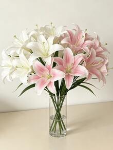 15pcs Artificial Mixed Color Silk Lily Flowers, Faux Lilies, Suitable For Wedding Decor, Home Decor, Room Decor, Tabletop Decor, Vase, Living Room, Dining Table, Bedroom, TV Cabinet, Enhance Home Atmosphere, Party Decor, Photography Props, Maintenance-Free - Multicolor - View 2