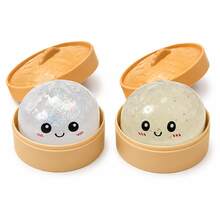 Dumpling Squishy Gitter 2Pcs Transparent Sparkle Dumpling Squishy Toy With Steamer Box, Slow Rising Stress Relief Squeeze Fidget, Sensory Calming Toy For Adults Kids - 2 pcs A - 查看 4