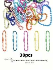 110pcs/Set Multi-Color Bead Keychains, Includes Metal Chains And Connectors, DIY Jewelry Making Accessories, Suitable For Decoration And Labeling - Multicolor - View 11
