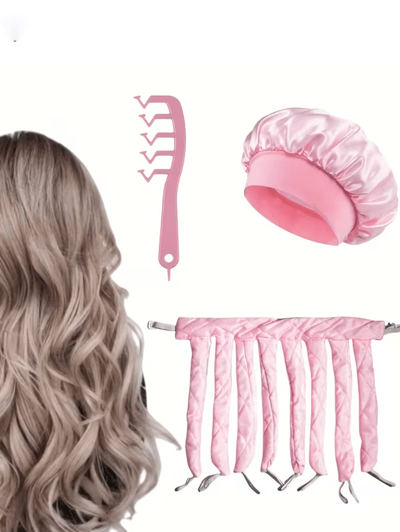 3 pezzi Fasce per arricciare i capelli senza calore per donne, arricciatore morbido senza calore, pettine a forma di Z, arricciatore per capelli lunghi durevole, adatto per acconciature fai-da-te notturne, facile da usare e alla moda, cura dei capelli notturna, strumento di bellezza alla moda, struttura morbida