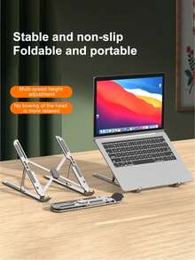 筆電桌上支架 可調高可折疊便攜式鋁合金筆電支架，相容 MacBook Air Pro、Surface、Chromebook、Pro、HP 及其他 10-15.6 吋筆電與平板電腦，可調式人體工學設計，10 段可調高度，可根據實際需求調整至舒適操作角度與高度，維持正確姿勢，輕鬆打字 - 款式A - 查看 13