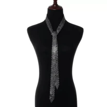 1/2pcs Women's Shiny Rhinestone Mesh Necktie, Elegant Sequin Diamond Choker Necklace, Luxury Evening Party Ball Wedding Accessory - Multicolor - View 11