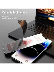 Yezodawee 4pcs Matte Anti-Peeping Ceramic Screen Protector, Compatible With Phone 17 Pro [6.3 Inch], Flexible Matte Anti-Peeping Ceramic Film, Full Coverage, Anti-Fingerprint, Anti-Drop, Anti-Glare, Compatible With Phone 17 Pro Max/17 Air/17/16E/16 Pro - Black - View 7