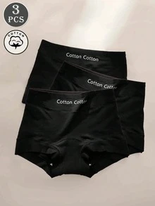 Quần lót nữ cạp cao màu trơn, in chữ, thoải mái, liền mạch, kiểm soát bụng, nâng mông, quần lót ngắn - màu đen - Xem 10