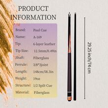 12.5mm Tip American 9-Ball Cue, 1/2 Split Design, Leopard Pattern, Smooth Grip, 3/8*3 Quick Joint, Carom Billiard Cue, Professional 10-Ball Cue, Professional Competition Cue, Suitable For Daily Practice And Competition, Perfect Gift For Billiard Enthusiasts - Orange - View 5