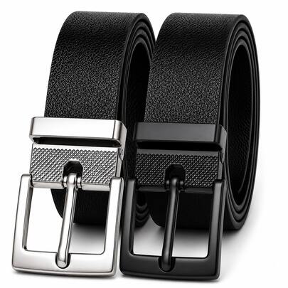 Kit 2 Cinto Masculino Couro Sintético Ajustável com Fivela Preta e Níquel Removível – Estilo Casual Social Sport Fino