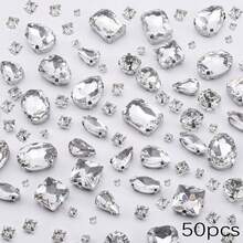 WENSIDUO Rhinestone Jahit, 50/300 PCS Rhinestone Kaca Jahit dengan Pengait Logam, Bentuk Campuran untuk Kostum, Pakaian, Busana, Gaun, Anting, Sabuk, dan Sepatu - Rhinestones yang dijahit tangan - View 14