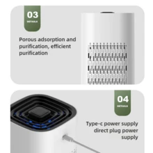 Pembersih Udara Mini untuk Kamar Tidur, Pelembap & Pengharum Ruangan 2-in-1, Bertenaga USB, Portabel, Mudah Dipindahkan, Cocok untuk Pekerja Kantoran, Penyewa, Mahasiswa. Memurnikan & Melembapkan Secara Bersamaan, Tidak Membuat Udara Kering, Hemat Ruang. - Putih - View 10