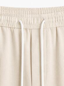GRDR Apricot Elastic Waist Drawstring Casual Pants Men's Summer Lightweight Breathable Loose Drape Lazy Wide Leg Long Pants - Apricot - View 5