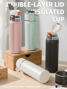 Stylish Stainless Steel Insulated Water Bottle - Reusable, Hand-Wash Only, Perfect For Couples & Students, Bullet Head, High Appearance, Male And Female - Multicolor - View 7