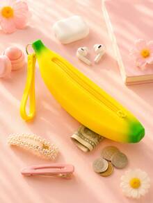 XD Cute Banana Pattern Small Bag, Zipper Coin Purse, Multi-Functional Outdoor Bag, Coin Purse, Cute Backpack Charm, Fun Girl Coin Purse, Perfect For Storing Cash, Cards And Coins, Earphone Bag - Multicolor - View 5