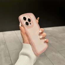 DECOPHONE 細孔大波紋 Apple 14 Pro Max 相容保護殼，新款矽膠 16 Pro 全包防摔保護殼，適用 15 Pro - 粉色 - 查看 1