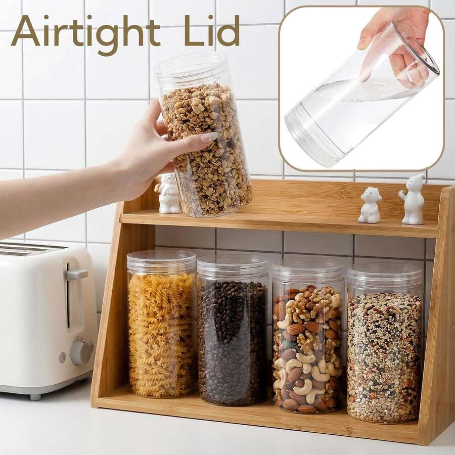 2pcs Clear Plastic Jars With Lids, 26oz (Approx. 780ml) Round Candy Storage Jars, Mason Jars, Tall PET Jars, Wide Mouth Food Storage Containers, Suitable For Dry Food, Spices, Nuts, Pasta - View 1