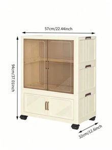 1 pieza Armario plegable para almacenamiento de ropa con puertas transparentes, armario portátil de varias capas con ruedas, estantería de almacenamiento apilable, adecuado para ropa, juguetes y zapatos, fácil de montar, estantería de almacenamiento de ropa - Especificaciones múltiples - View 12