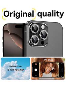 CASECOPS 9H 鋼化玻璃亮面金屬環相機鏡頭保護貼，適用於 iPhone 17/17 E/17Air/17pro/17promax/16/16pro/16plus/16promax/16 14 Pro (6.1 吋) 與 14 Pro Max (6.7 吋)，防刮高清覆蓋，金屬環最大化保護，6 入黑色 - 6pcs - 查看 4