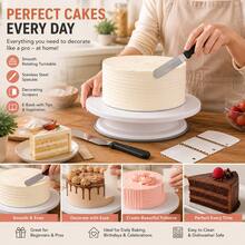 7 Pcs  Cake Turntable, Rotating Cake Stand, With 12 Inch Alloy Rotating Turntable, Includes Palette Knife And Cream Scraper Accessories - 查看 6