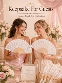 Vintage Spitzen-Faltfächer mit Rippen, Hochzeitsfotografie-Requisite, exklusiver Spitzen-Faltfächer für Brautjungfern bei Outdoor-Hochzeiten, eleganter Hochzeitsgast-Souvenir, tragbarer Spitzen-Handfächer - Antiker Fächer - Übersicht 6