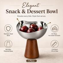 1pc/2pcs/3pcs Stainless Steel Snack Bowl With Wooden Base, Elegant Dessert Cup, Suitable For Nuts, Fruit, Ice Cream And Party Table Decoration - Bowl - View 10