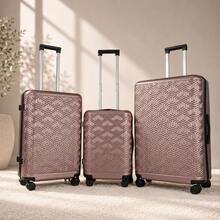 JLY 3-Piece Luggage Set Hard Shell Suitcases ABS+PC, Spinner Wheels, TSA Lock, Lightweight Travel Set - 玫瑰金色 - 查看 9