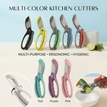 Fruit Salad Scissors, Fruit Slicer, Fruit Cutter, Portable Kitchen Food Preparation Tool, Stainless Steel Fruit Cutting Scissors, Suitable For Strawberries, Bananas, Apples, Kiwis - Random Color - View 7