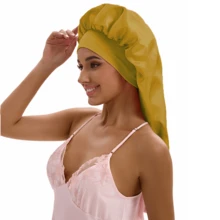 ZTZI Extra Long Sleep Bonnet, Smooth Night Hair Cap For Long Braids & Curly Hair, Wide Elastic Headband Solid Color Casual Polyester Fiber Bonnet For Daily Wear All Seasons - VC Bow 9008 - View 23