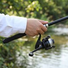 Portable 2 Pieces Telescopic Fishing Pole Combo Set, Spinning Reels, Mixed Bait Accessories & Fish Gripper Included, Compact Outdoor Angling Kit For Lakes, Rivers And Shore Fishing - Black - View 7