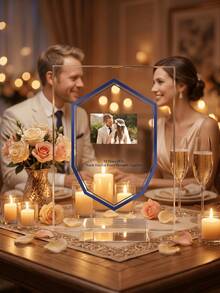 1Pc Personalized Custom Photo Text Acrylic Trophy, Custom Photo & Text. Desktop Display Award Plaque For Corporate Recognition, Employee Of The Year, Graduation Gifts, Wedding Anniversary Presents, Retirement Gifts For Executives Managers HR Teams - Multicolor - View 3