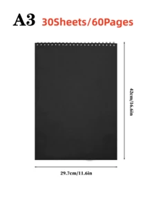 1 Pc 30 Pages Spiral Bound Sketch Book, Popular Sketchbook, Blank Spiral Notebook For Artists, A3/A4/A5 Size, School Notebook With Spiral Binding, Suitable For Adult Beginners & Artists, Halloween/Christmas/New Year/Easter Gift - Black - View 14