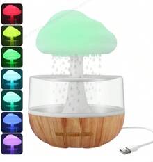 SINRAY 1 Buah Pelembap Udara Bentuk Awan dengan Tekstur Kayu dan Lampu Malam Awan Hujan 7 Warna yang Berubah, Pelembap Udara Awan Hujan, Lampu Hujan Jamur, Diffuser Kabut Hujan Minyak Esensial (Minyak Esensial Tidak Termasuk) - Serat kayu terang - View 6
