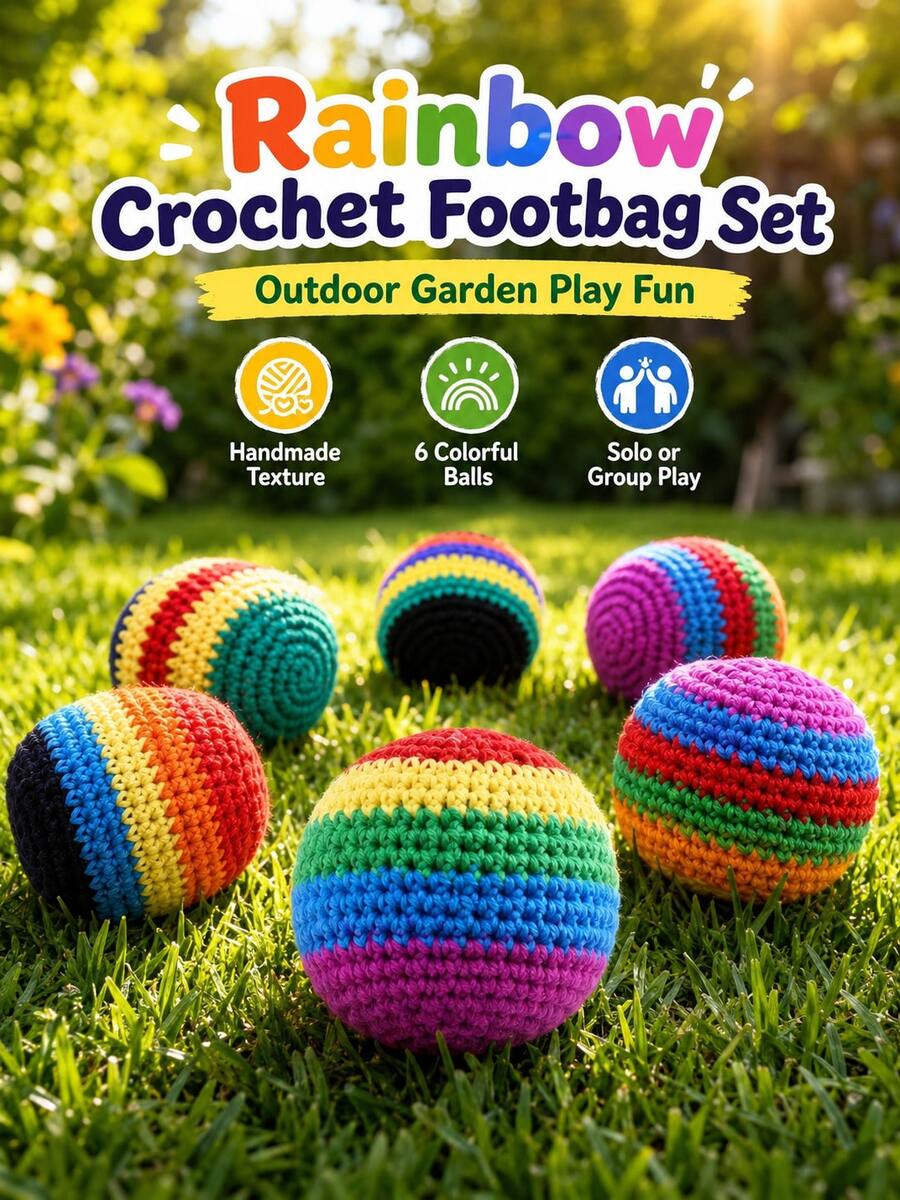 Handmade Crochet Bean Bag Set, Rainbow Yarn Bean Bags, Outdoor Lawn And Garden Game Toys, Portable Bean Bag Balls, Suitable For Solo Practice, Group Games, Backyard Picnics, Parties And Travel Fun