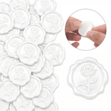 20pcs/Pack 3D Rose Wax Seal Stickers, Wedding Invitation Envelope Seal Stickers, Self-Adhesive Pearl Powder Flower Stickers, Suitable For Invitations, Gift Packaging - Pearl White - Rose - Pearl White - View 12